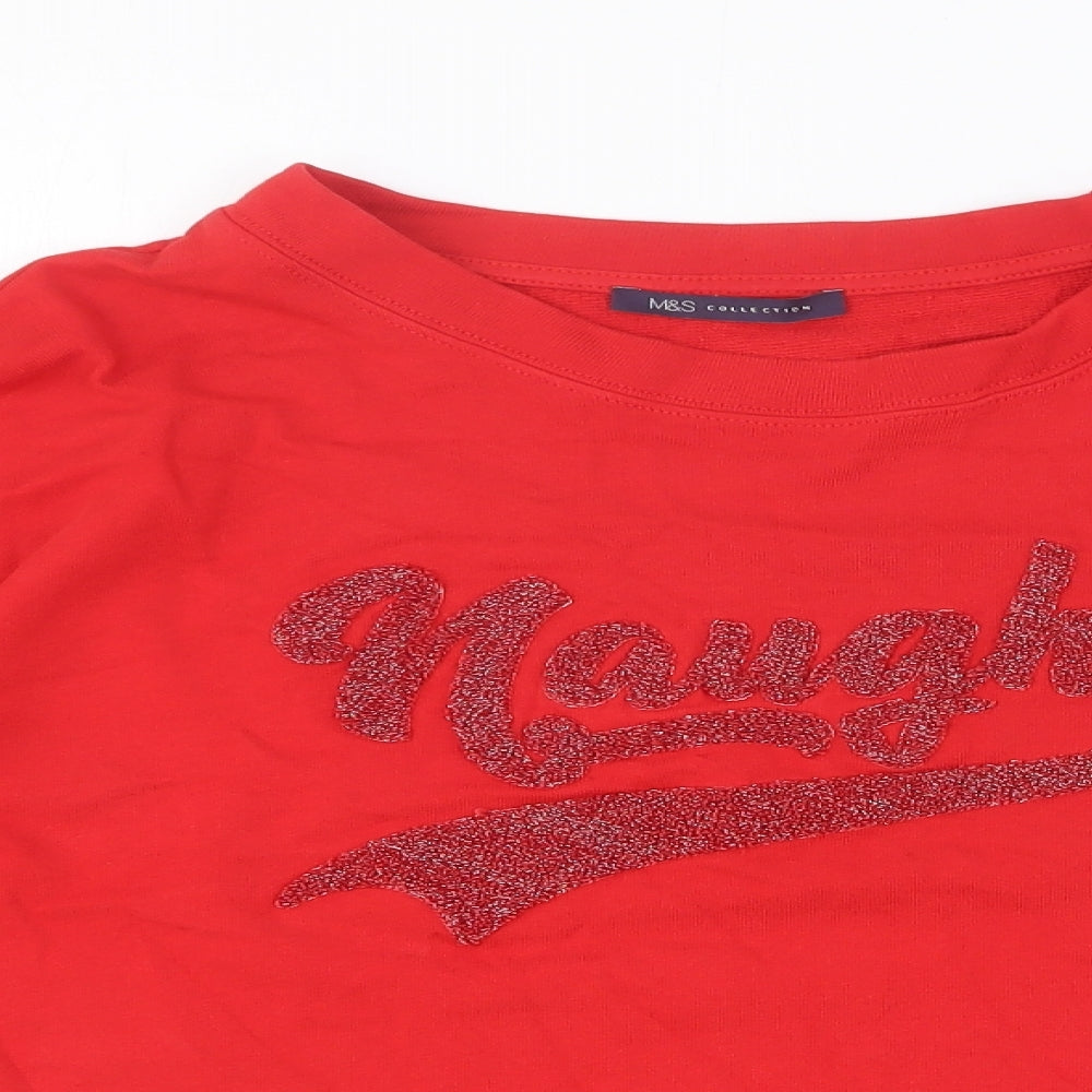 Marks and Spencer Womens Red Cotton Pullover Sweatshirt Size 12 Pullover - Naughty