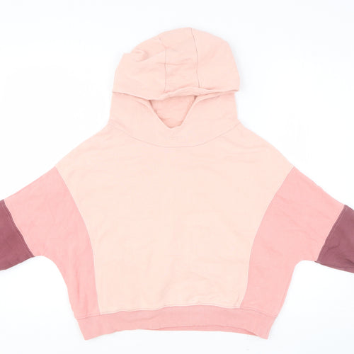NEXT Girls Pink Colourblock Cotton Pullover Hoodie Size 10 Years Pullover