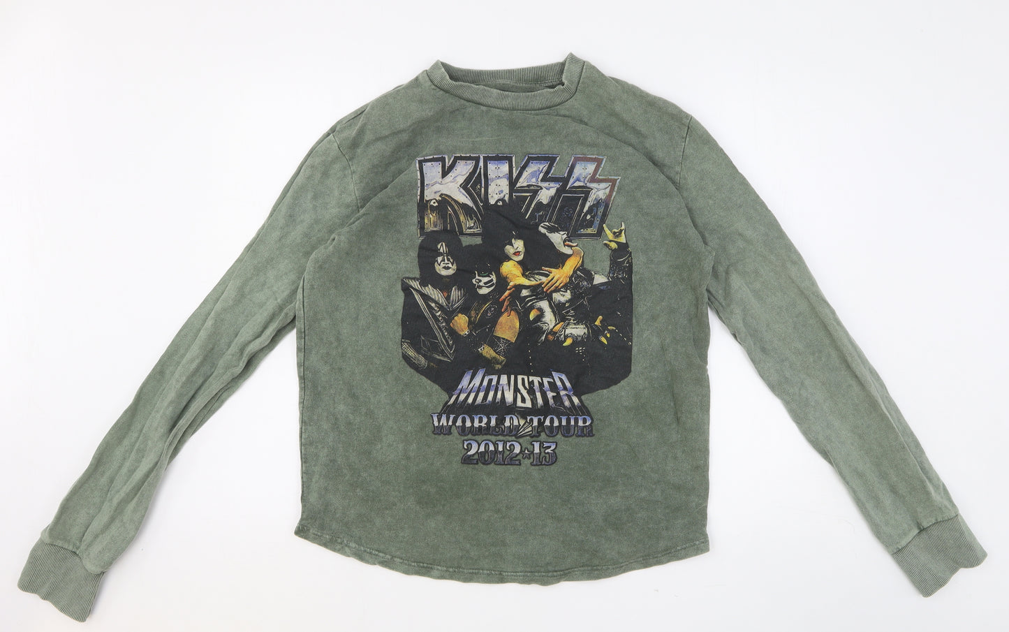 Kiss Mens Green Cotton Pullover Sweatshirt Size M - Kiss Monster