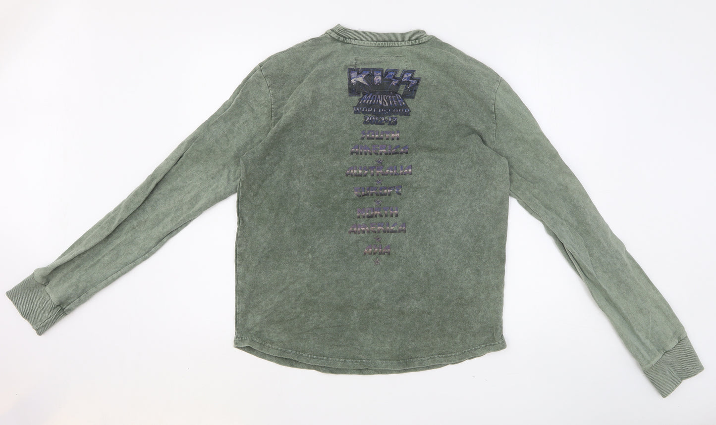 Kiss Mens Green Cotton Pullover Sweatshirt Size M - Kiss Monster