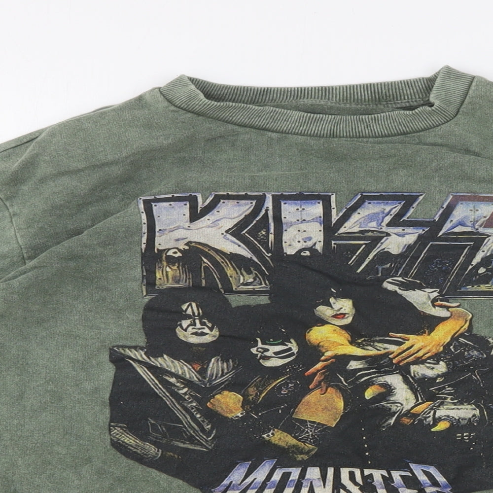 Kiss Mens Green Cotton Pullover Sweatshirt Size M - Kiss Monster