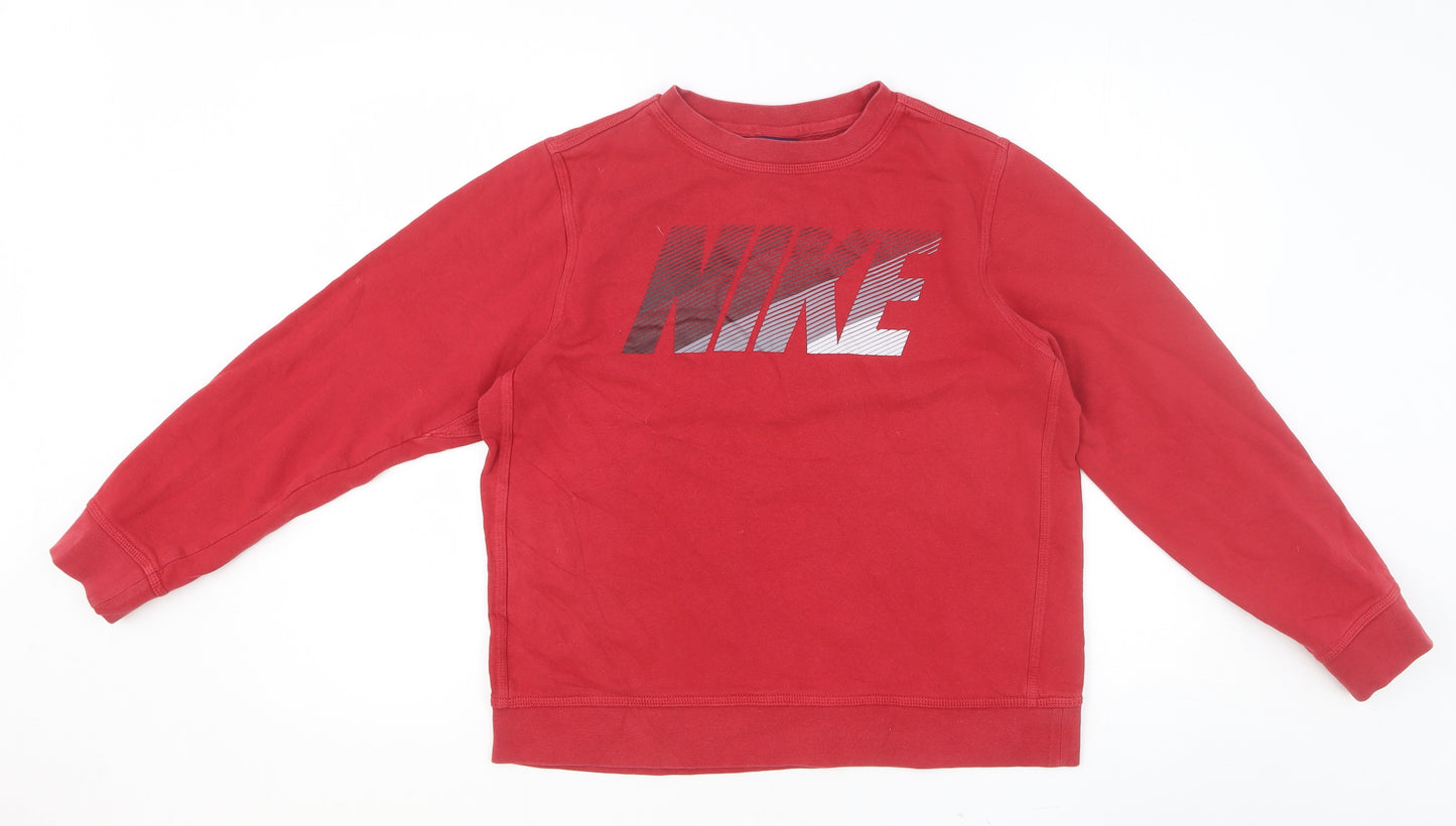 Nike Boys Red Cotton Pullover Sweatshirt Size 13 Years Pullover - Size 13-15