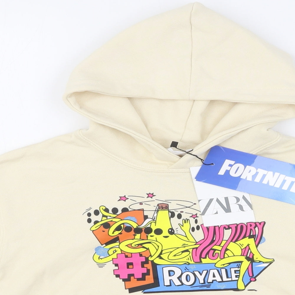 Zara Boys Beige Cotton Pullover Hoodie Size 6-7 Years Pullover - Fortnite