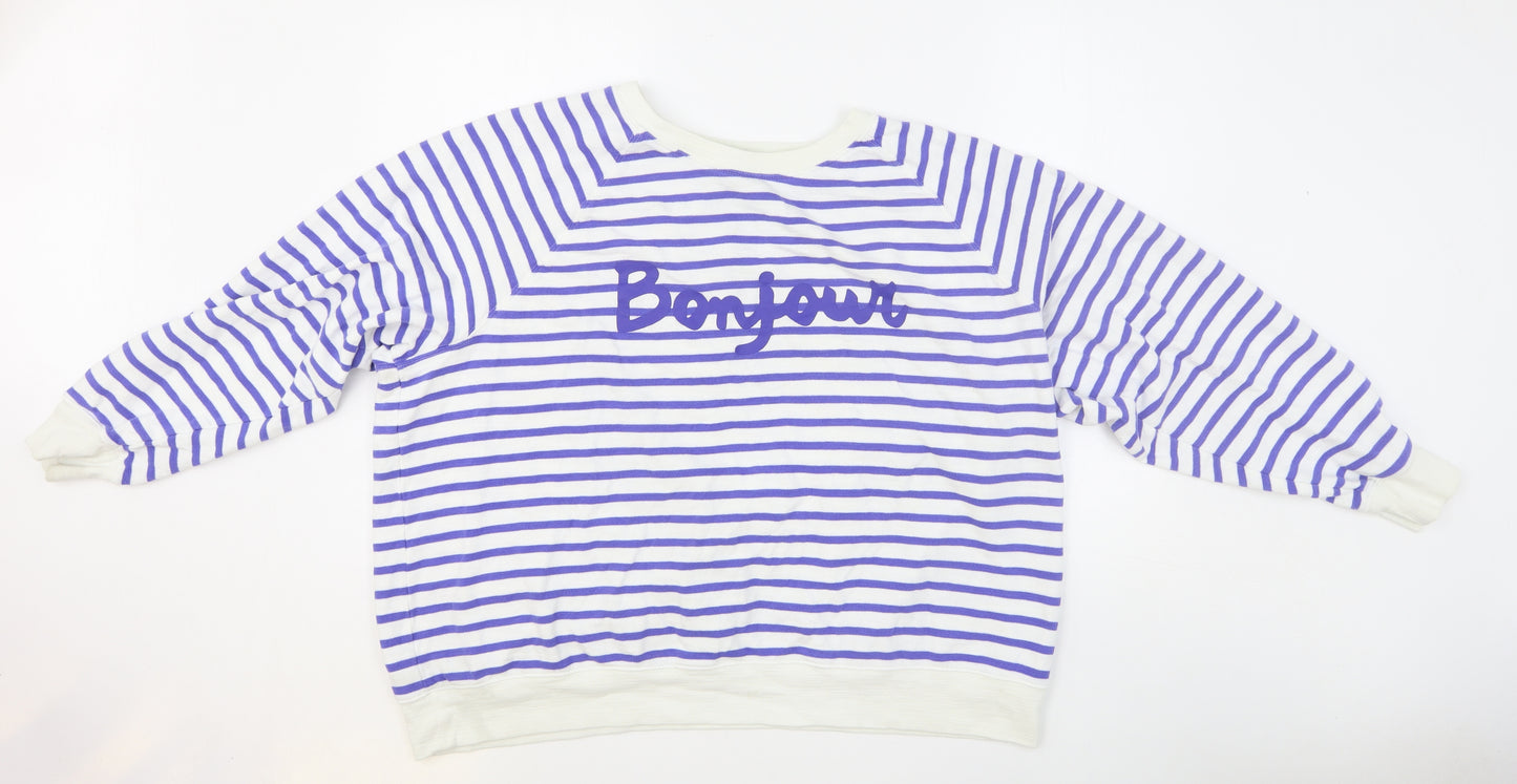 Marks and Spencer Womens Multicoloured Striped Cotton Pullover Sweatshirt Size 24 Pullover - Bonjour