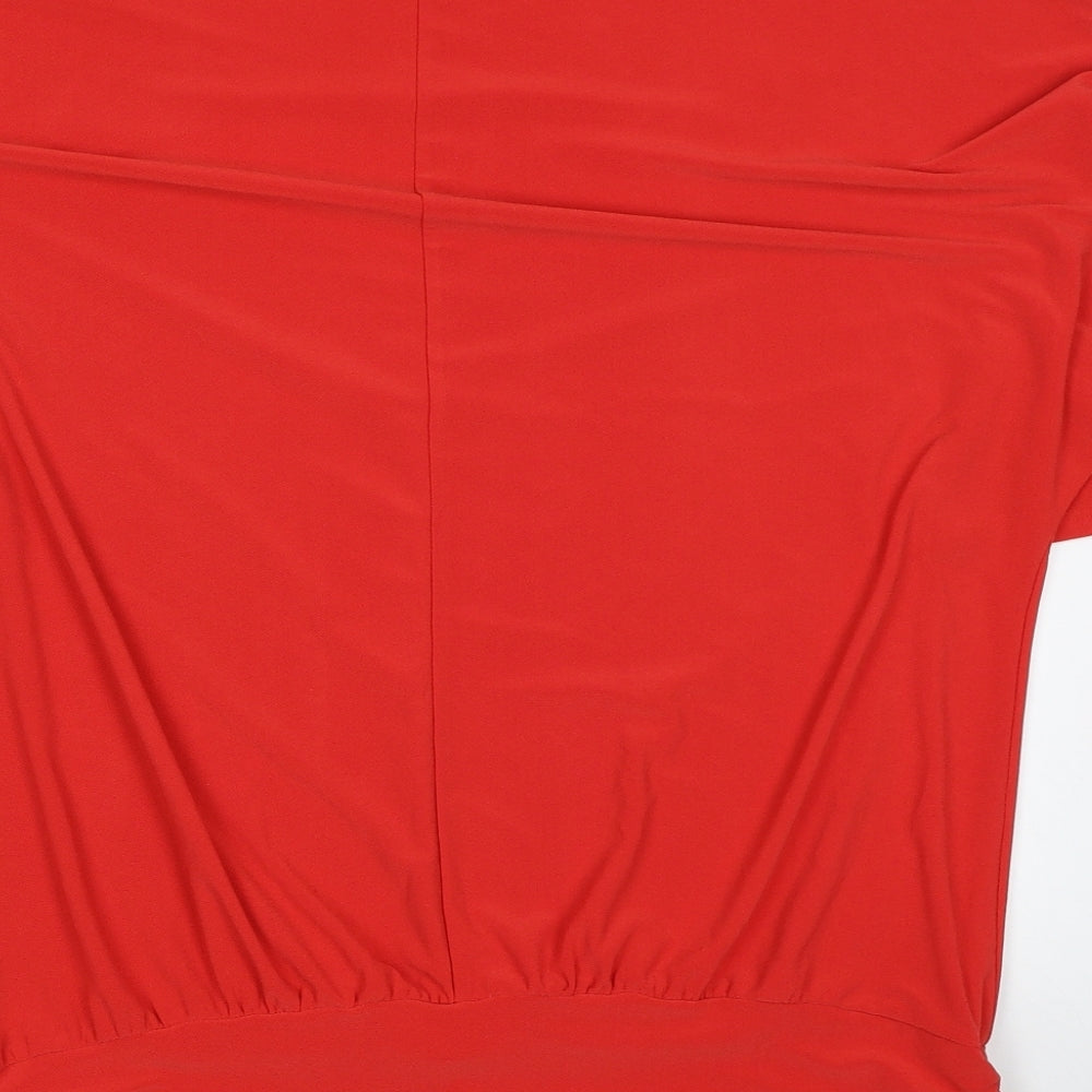 Roman Womens Red Polyester Basic Blouse Size 18 Round Neck