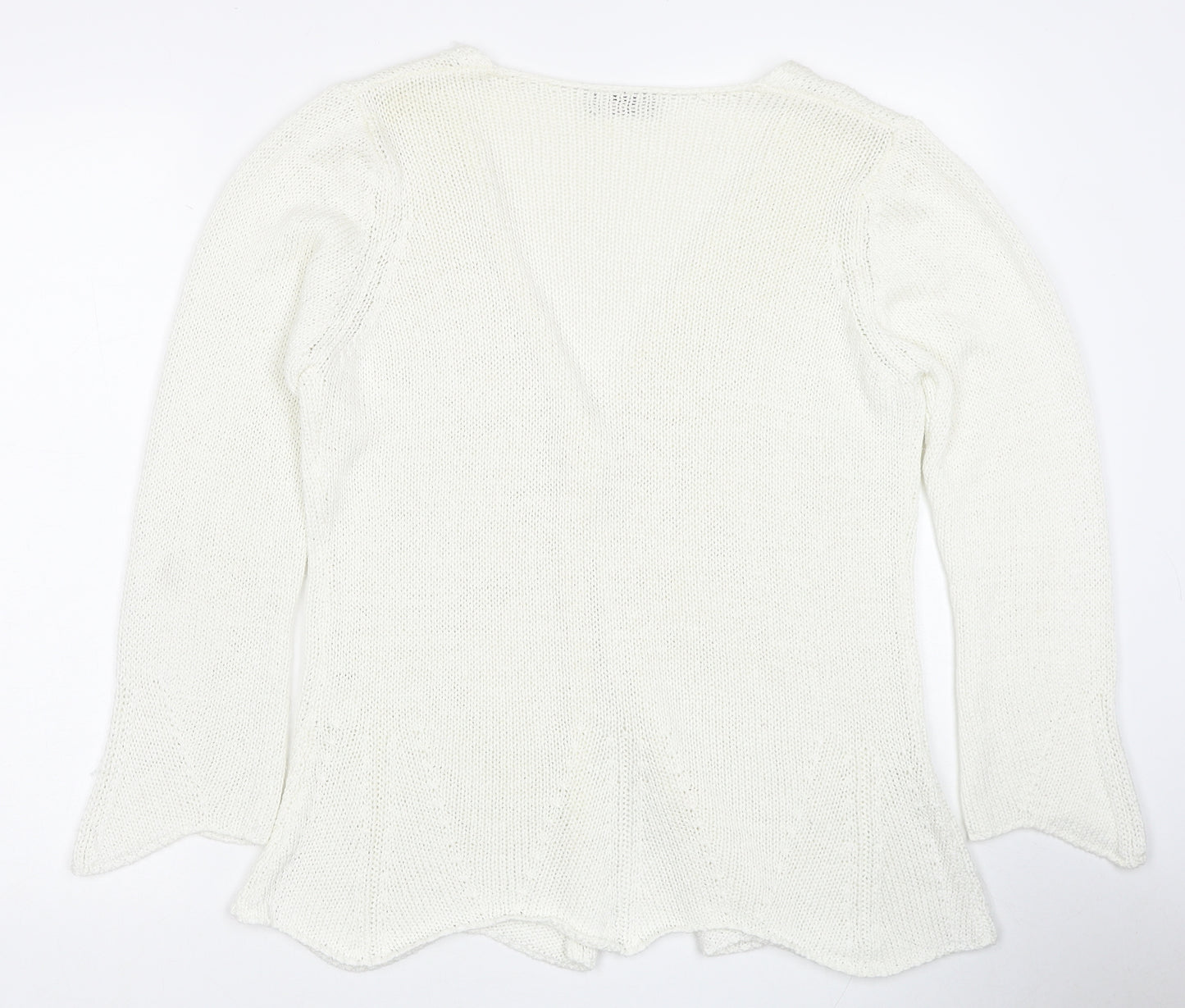 Per Una Womens White V-Neck Acrylic Cardigan Jumper Size M