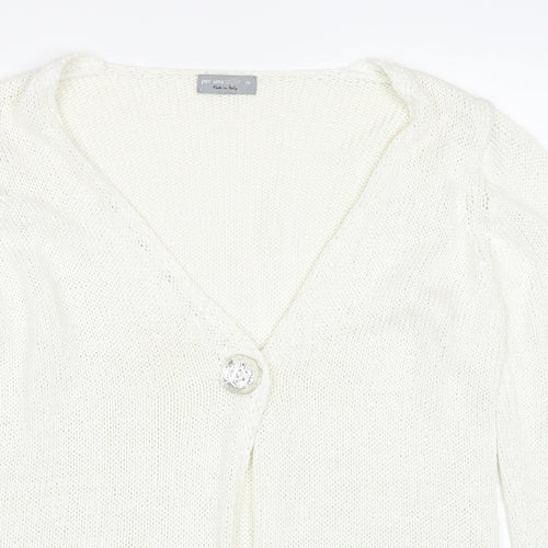 Per Una Womens White V-Neck Acrylic Cardigan Jumper Size M