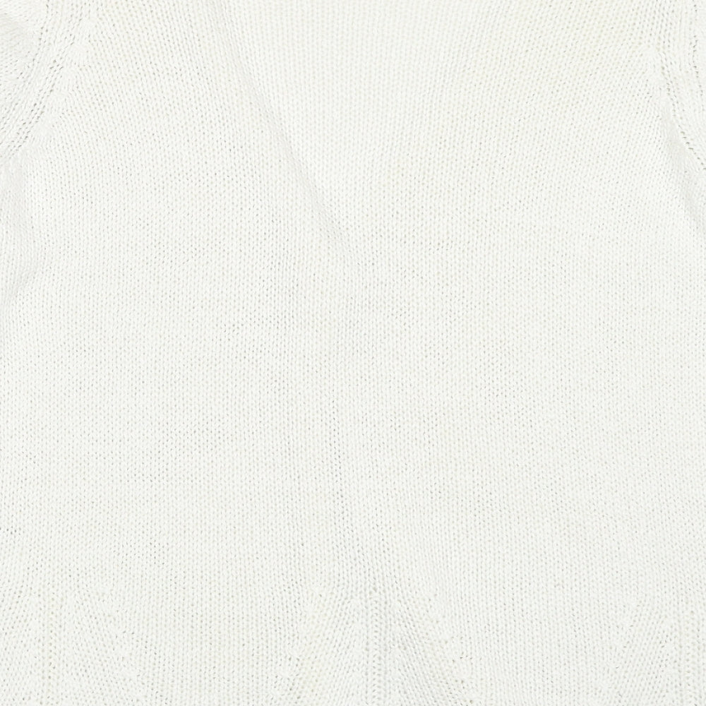 Per Una Womens White V-Neck Acrylic Cardigan Jumper Size M