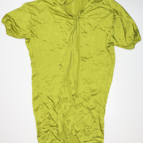 Zara Womens Green Viscose A-Line Size M Cowl Neck Pullover
