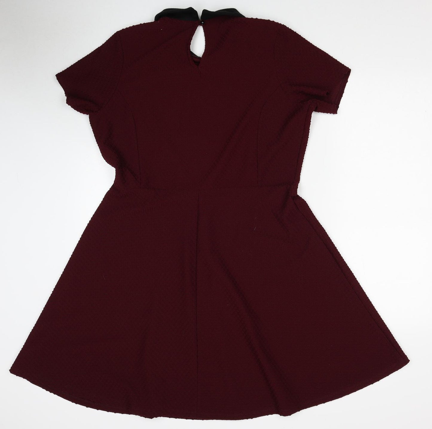 Dorothy Perkins Womens Red Polyester Fit & Flare Size 16 Collared Button