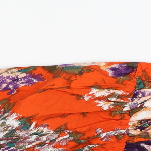 H&M Womens Red Floral Cotton Cropped Tank Size 10 Off the Shoulder