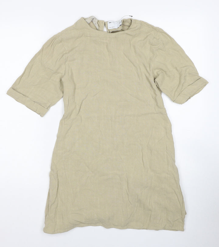 ASOS Womens Beige Viscose T-Shirt Dress Size 8 Round Neck Pullover