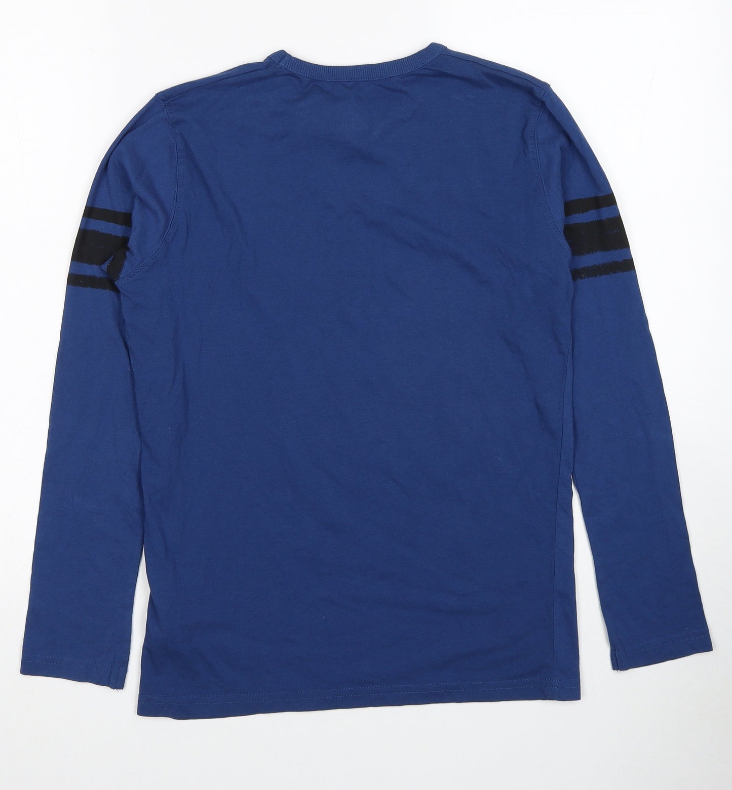 Zara Boys Blue Cotton Basic T-Shirt Size 12 Years Round Neck Pullover