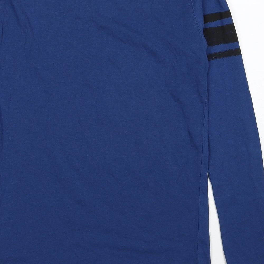 Zara Boys Blue Cotton Basic T-Shirt Size 12 Years Round Neck Pullover