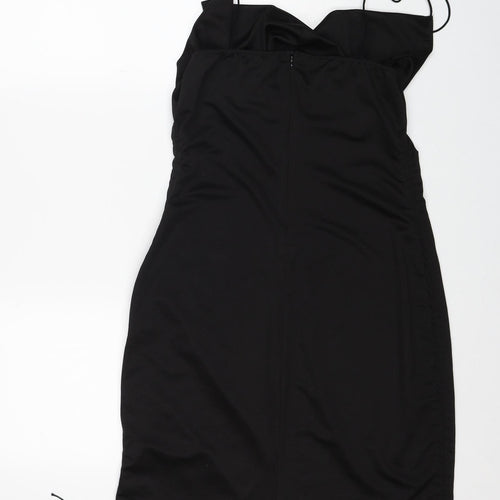 SheIn Womens Black Polyester Bodycon Size L Cowl Neck Zip