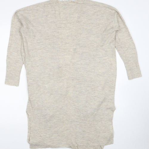 New Look Womens Beige V-Neck Acrylic Cardigan Jumper Size S