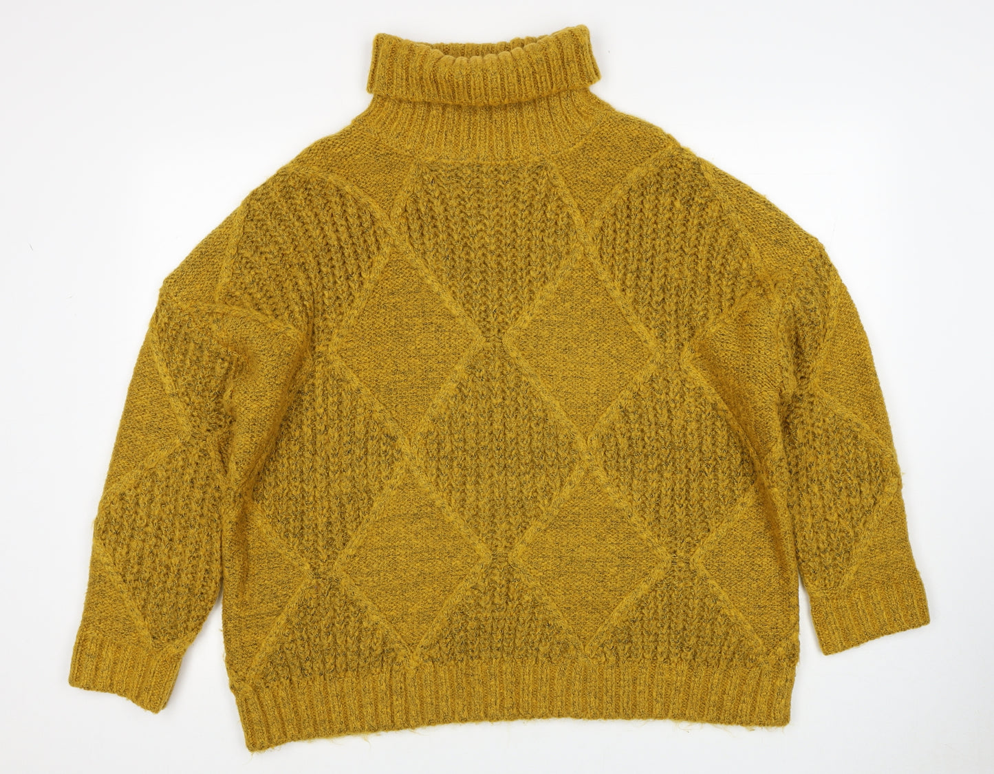 George Womens Yellow Roll Neck Acrylic Pullover Jumper Size M
