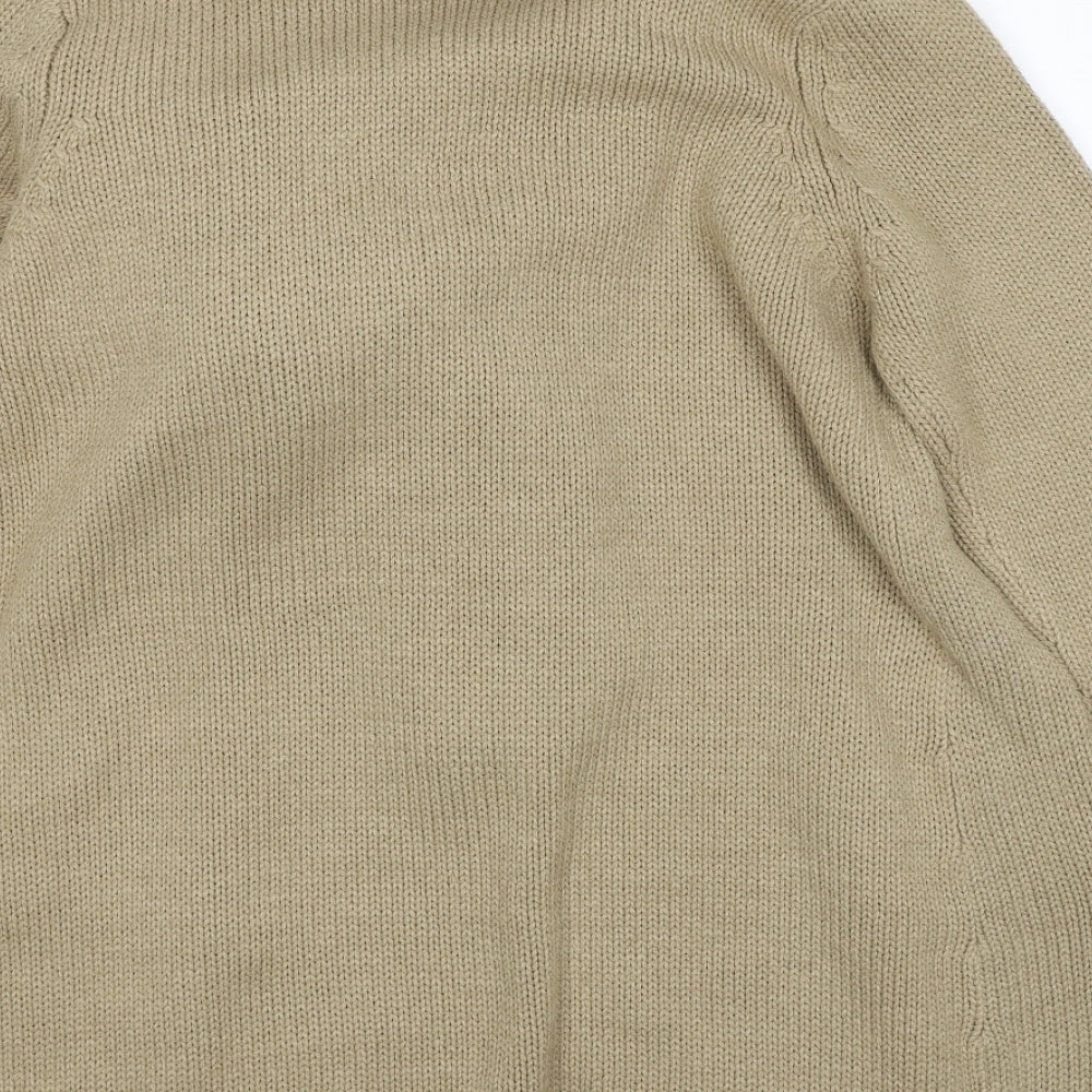 BHS Womens Beige Collared Acrylic Cardigan Jumper Size 18