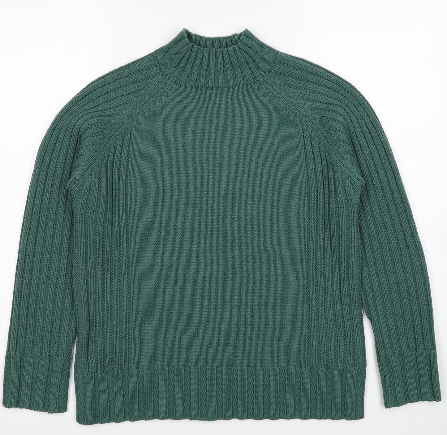 Bonmarché Womens Green Mock Neck Acrylic Pullover Jumper Size S