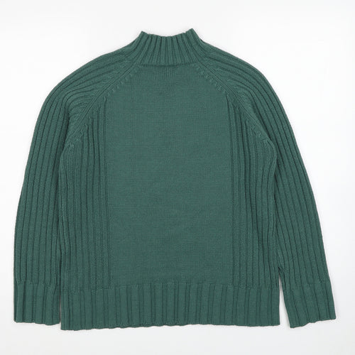 Bonmarché Womens Green Mock Neck Acrylic Pullover Jumper Size S