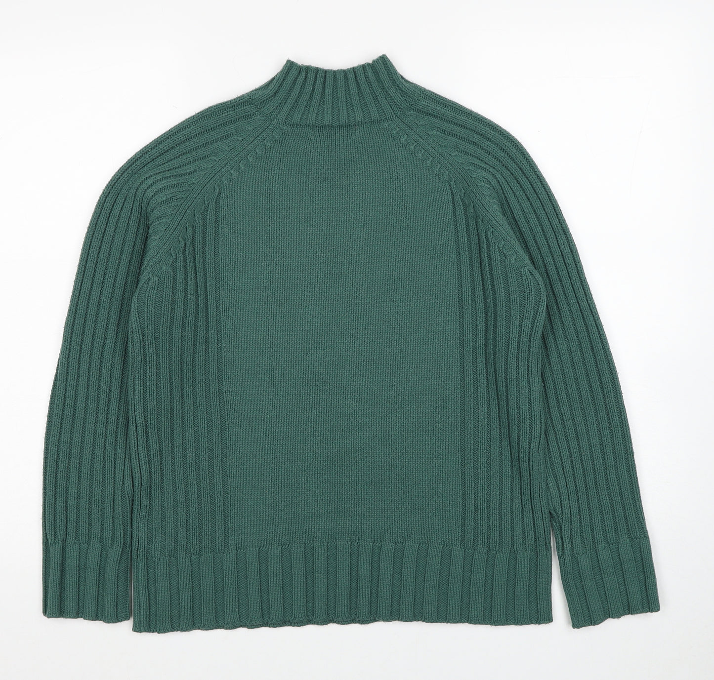 Bonmarché Womens Green Mock Neck Acrylic Pullover Jumper Size S