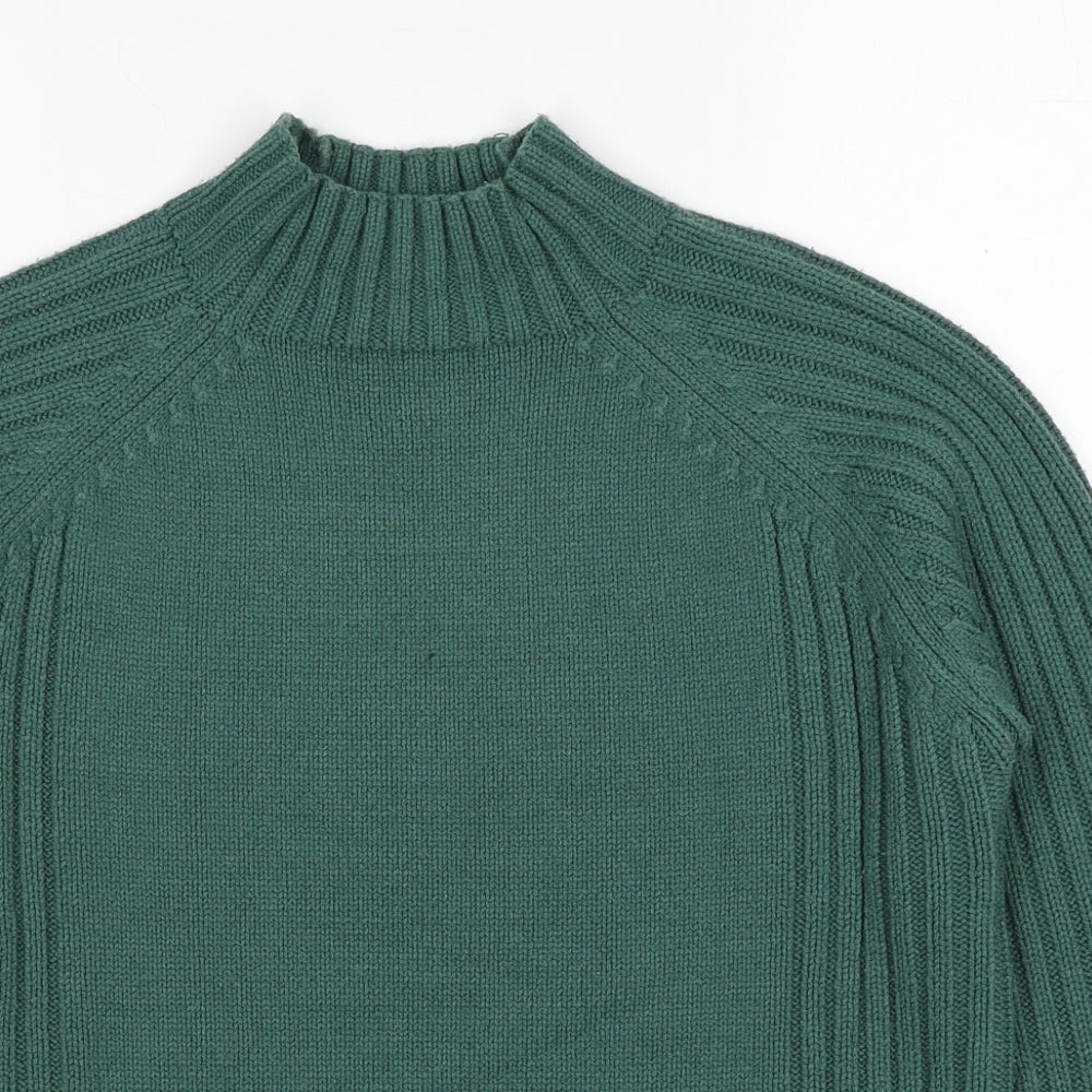 Bonmarché Womens Green Mock Neck Acrylic Pullover Jumper Size S