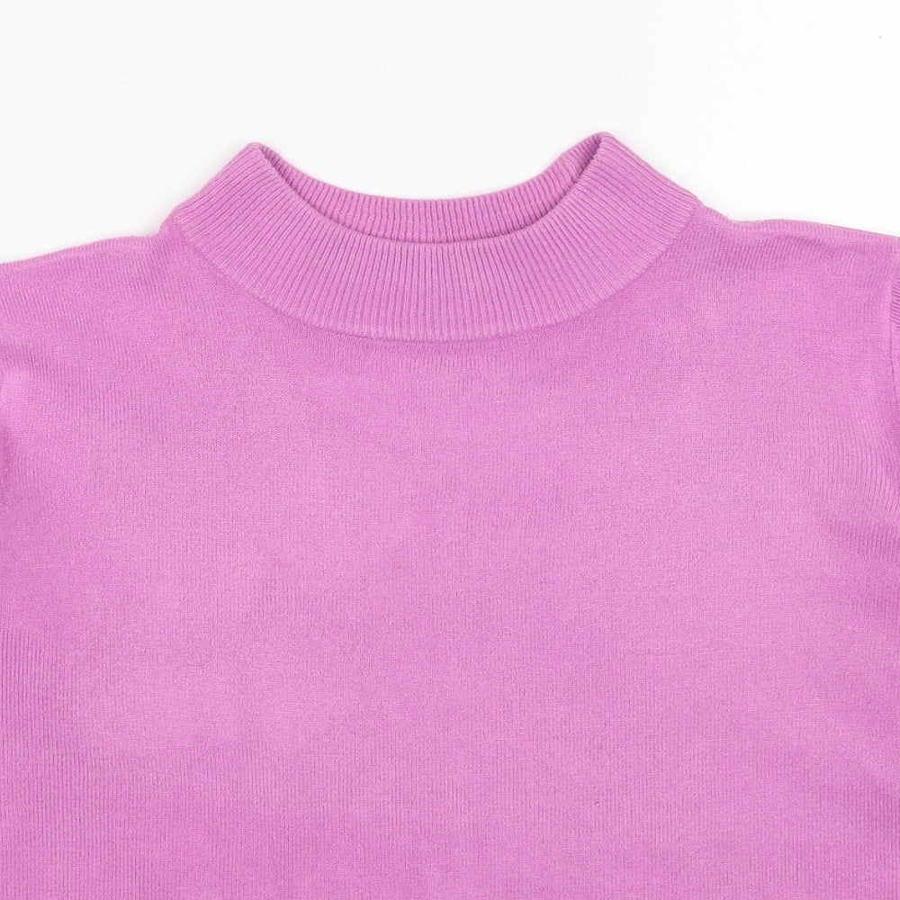 Bonmarché Womens Pink Round Neck Acrylic Pullover Jumper Size S