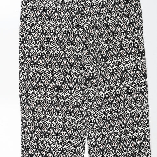 H&M Womens Black Geometric Polyester Windbreaker Trousers Size 8 Regular