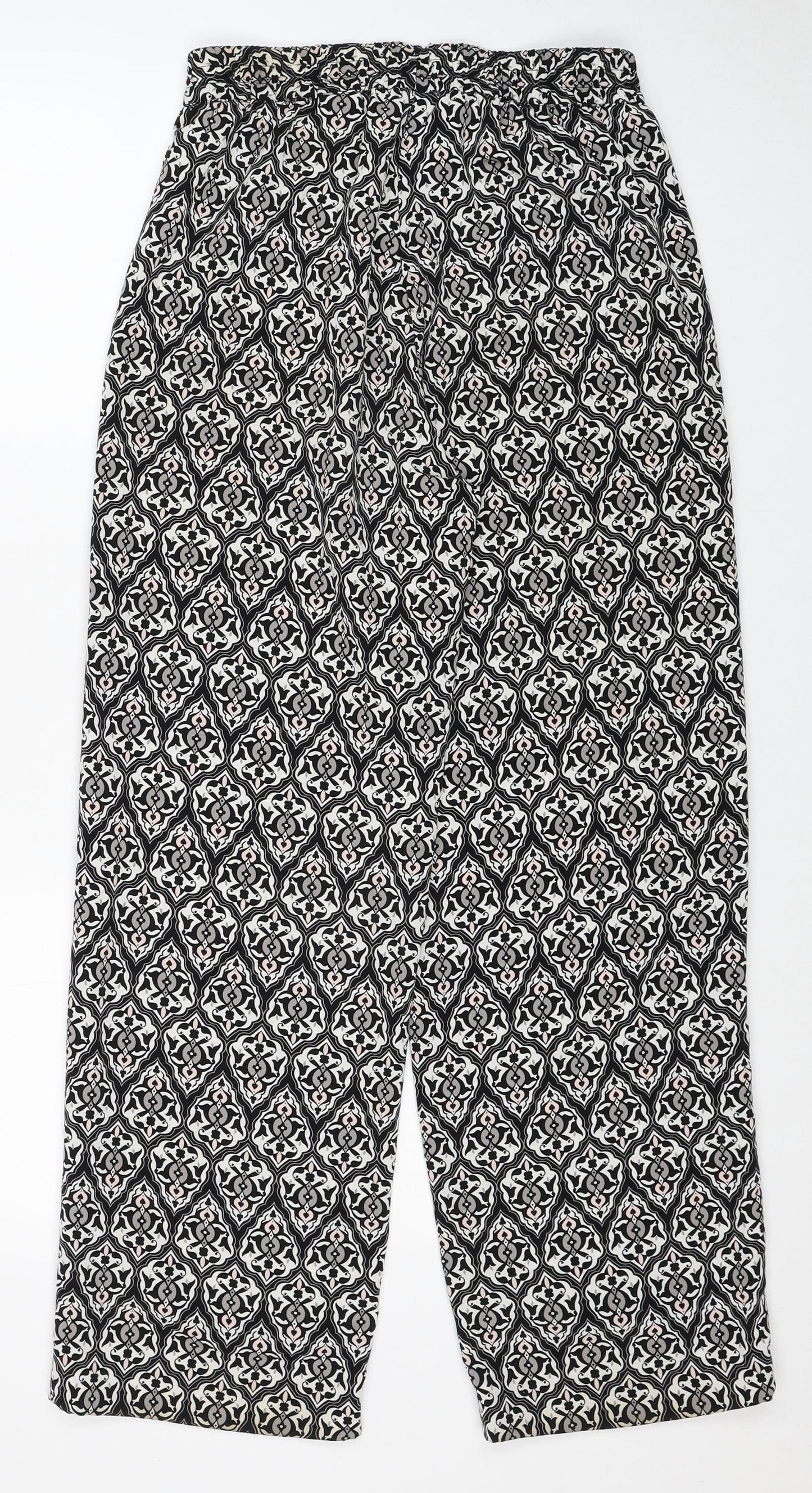 H&M Womens Black Geometric Polyester Windbreaker Trousers Size 8 Regular