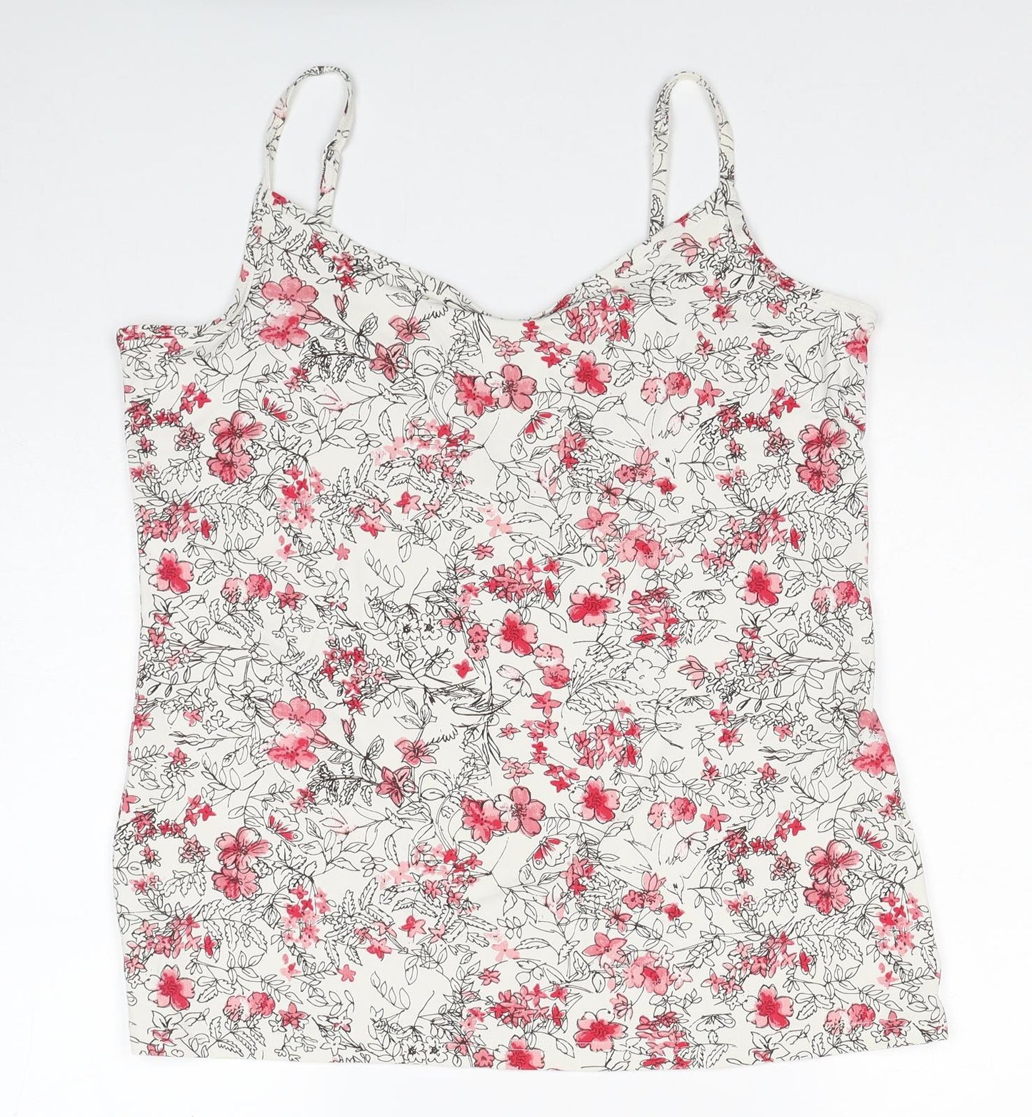 NEXT Womens White Floral Polyester Camisole Tank Size 18 V-Neck