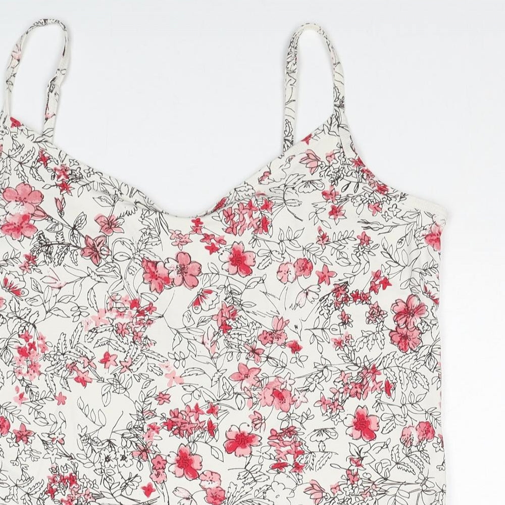 NEXT Womens White Floral Polyester Camisole Tank Size 18 V-Neck