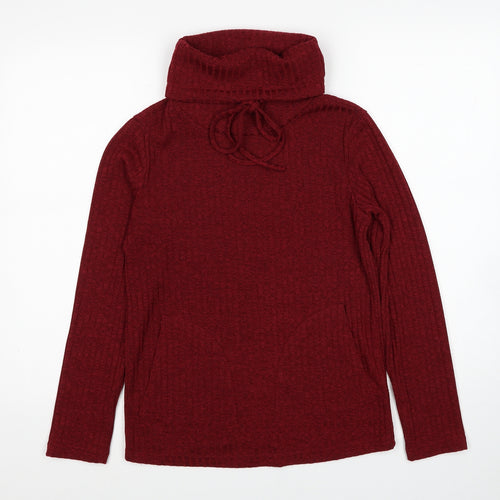 SheIn Womens Red Roll Neck Polyester Pullover Jumper Size XS - Ribbed
