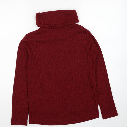 SheIn Womens Red Roll Neck Polyester Pullover Jumper Size XS - Ribbed
