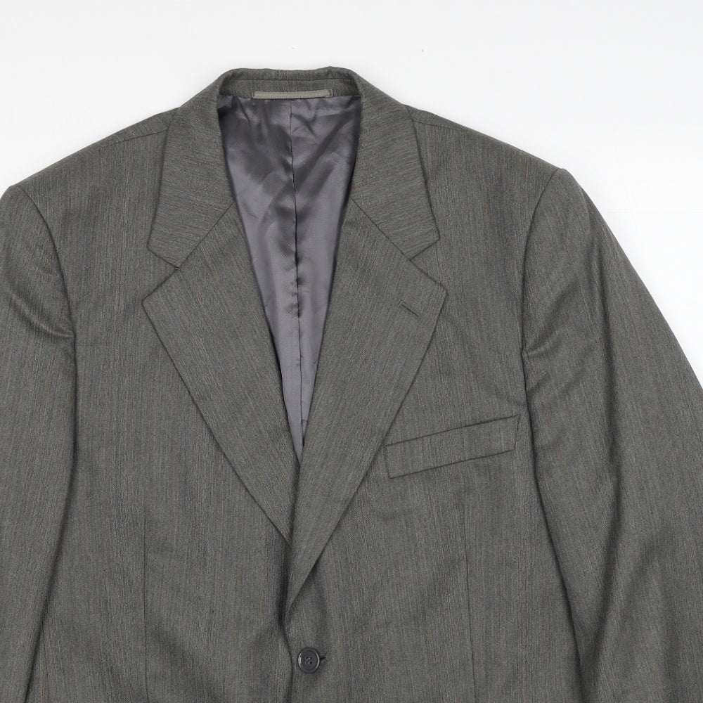 Brook Taverner Mens Grey Polyester Jacket Blazer Size 42 Regular