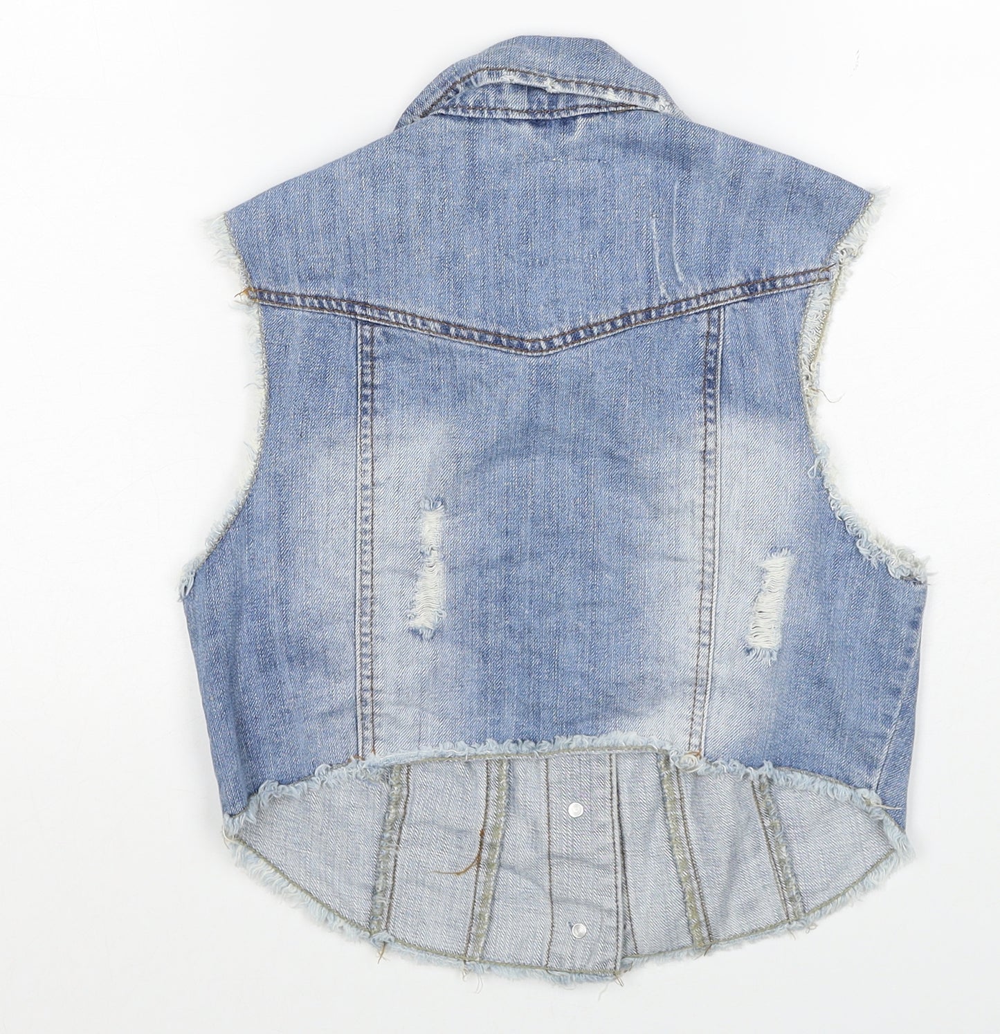 Denim & Co. Womens Blue Gilet Jacket Size 10 Buckle