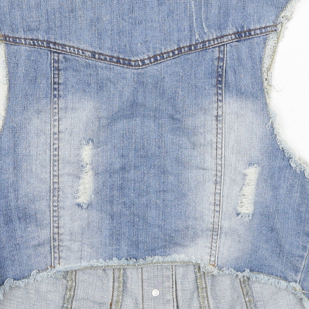 Denim & Co. Womens Blue Gilet Jacket Size 10 Buckle