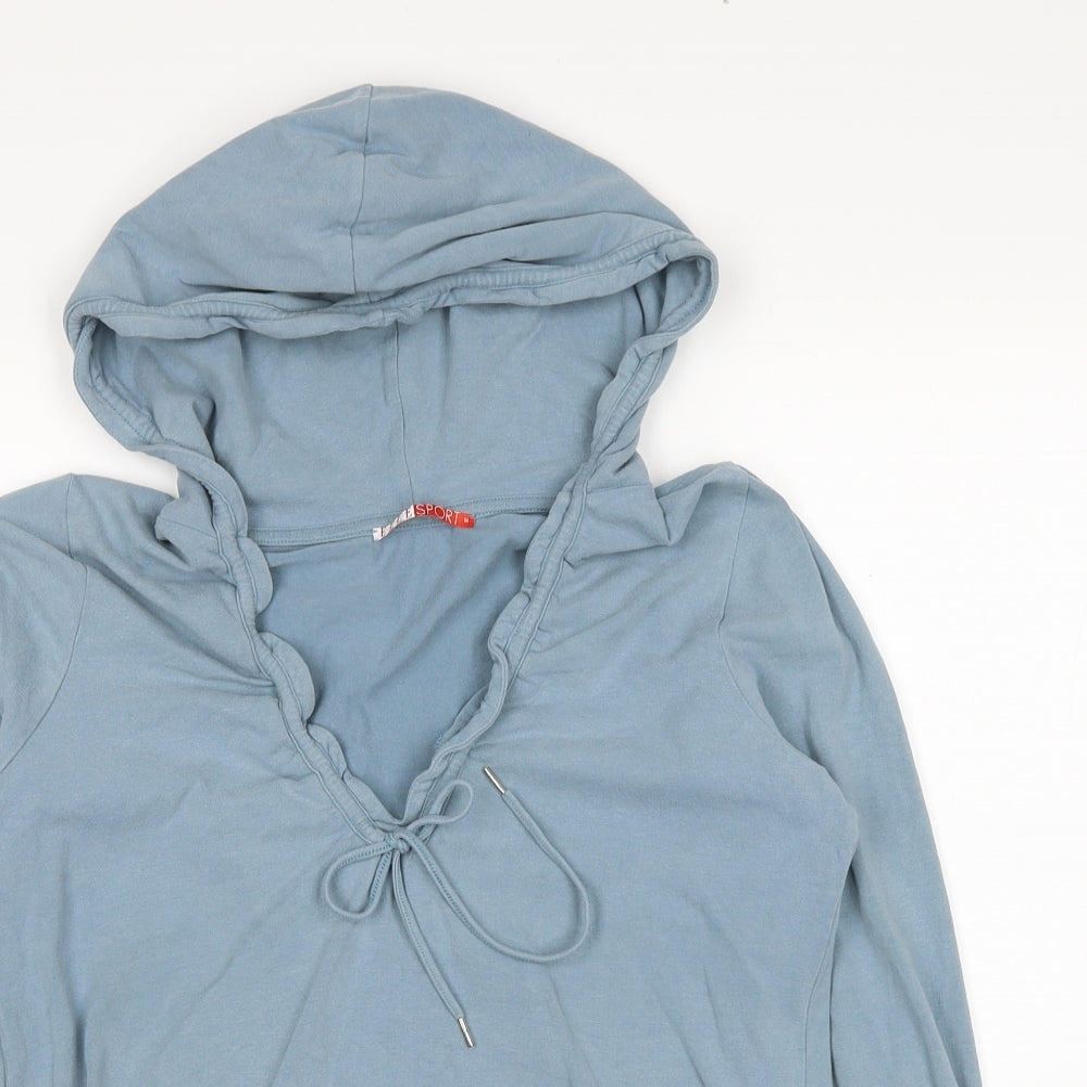 Elle Sport Womens Blue Cotton Pullover Hoodie Size M Pullover