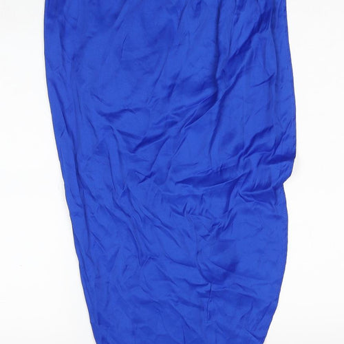 Zara Womens Blue Viscose Straight & Pencil Skirt Size S Button