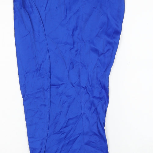 Zara Womens Blue Viscose Straight & Pencil Skirt Size S Button