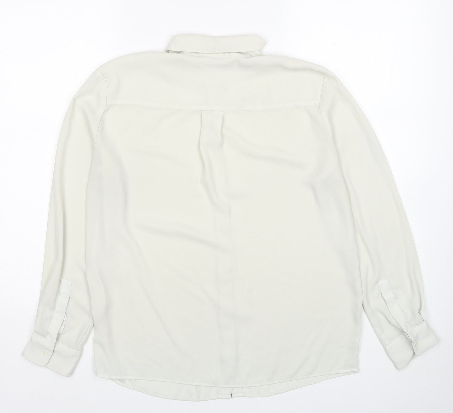Mango Womens Ivory Polyester Basic Button-Up Size XS Collared