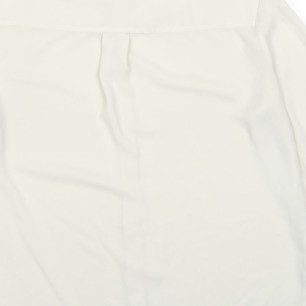 Mango Womens Ivory Polyester Basic Button-Up Size XS Collared