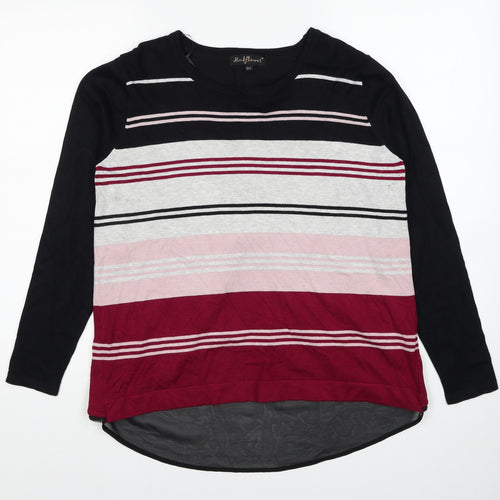 Mud Flower Womens Black Round Neck Striped Viscose Pullover Jumper Size M - Size M-L