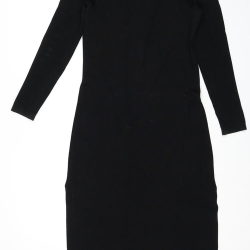 Jack Wills Womens Black Viscose A-Line Size 10 Round Neck Pullover