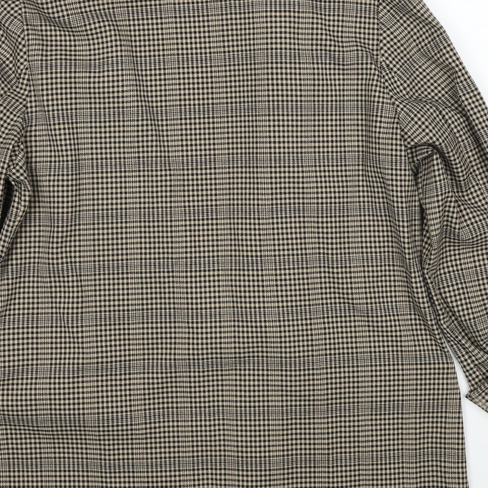 Stradivarius Womens Beige Plaid Jacket Size XL