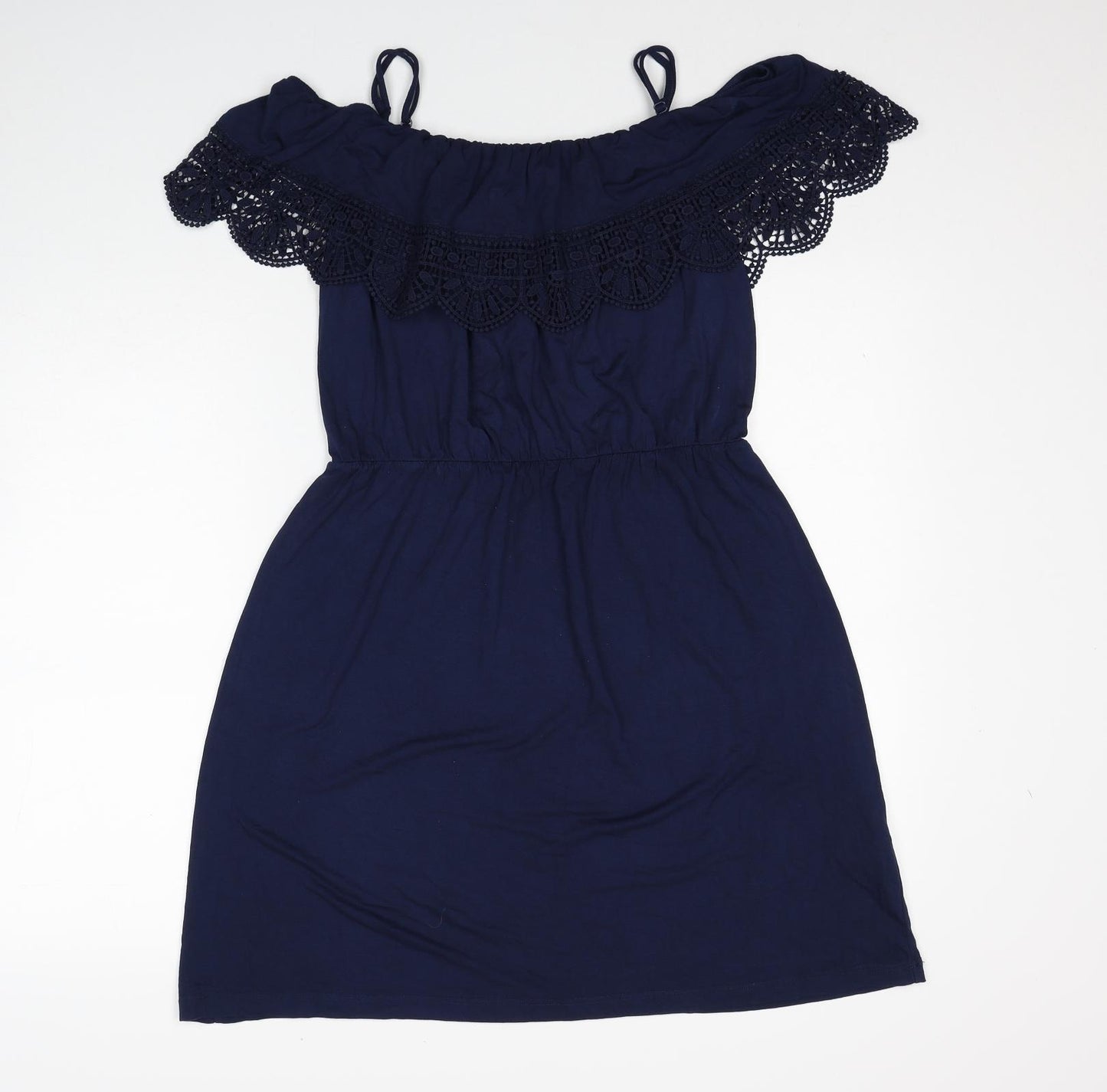 George Womens Blue Viscose Fit & Flare Size 12 Off the Shoulder Pullover