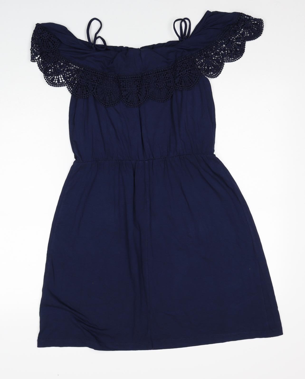 George Womens Blue Viscose Fit & Flare Size 12 Off the Shoulder Pullover
