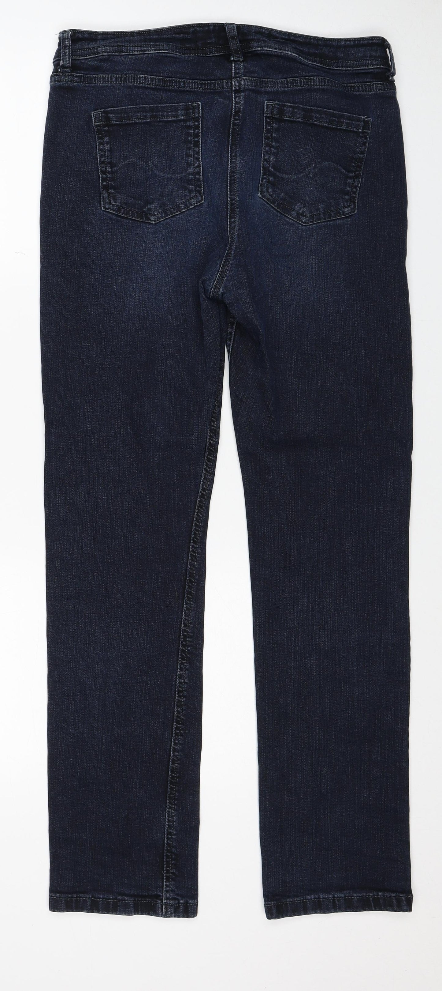 NEXT Womens Blue Cotton Straight Jeans Size 12 Slim Zip