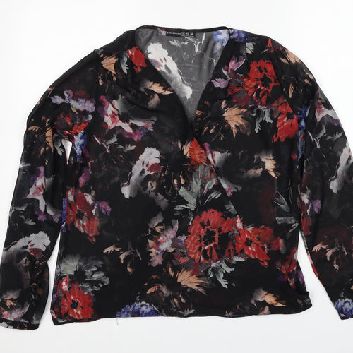 Atmosphere Womens Black Geometric Polyester Basic Blouse Size 12 V-Neck