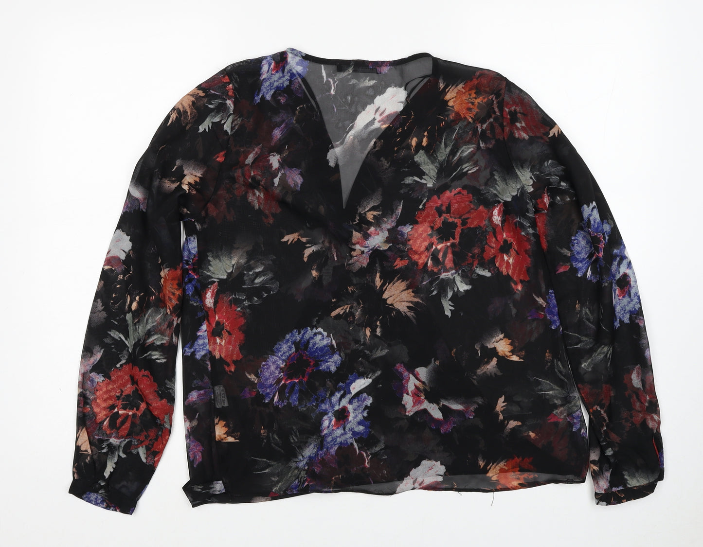 Atmosphere Womens Black Geometric Polyester Basic Blouse Size 12 V-Neck