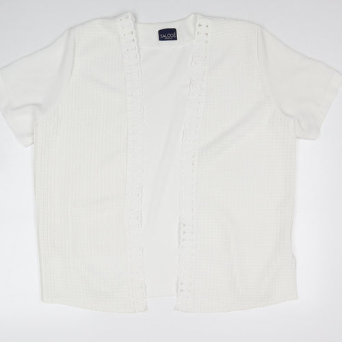 Saloos Womens White V-Neck Polyester Cardigan Jumper Size 18